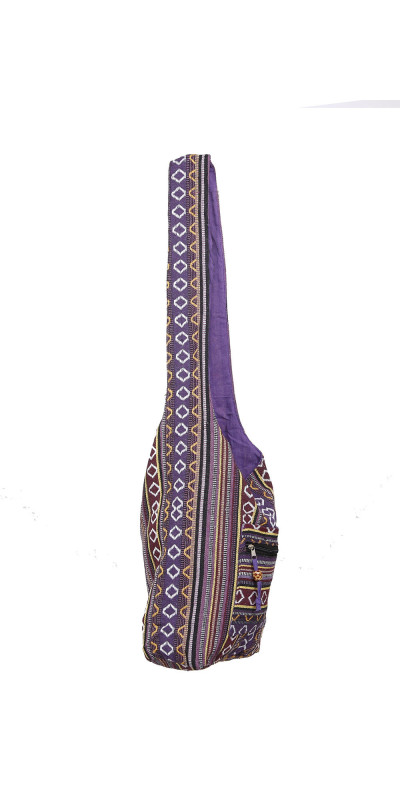 Woven Zip Top Hobo Shoulder Bag Purple/Gold