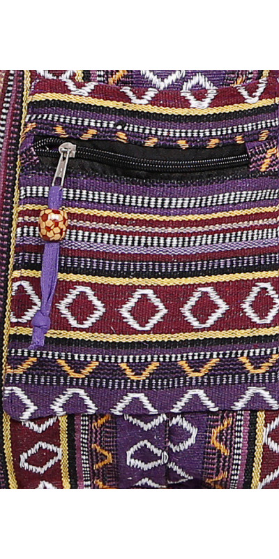 Woven Zip Top Hobo Shoulder Bag Purple/Gold