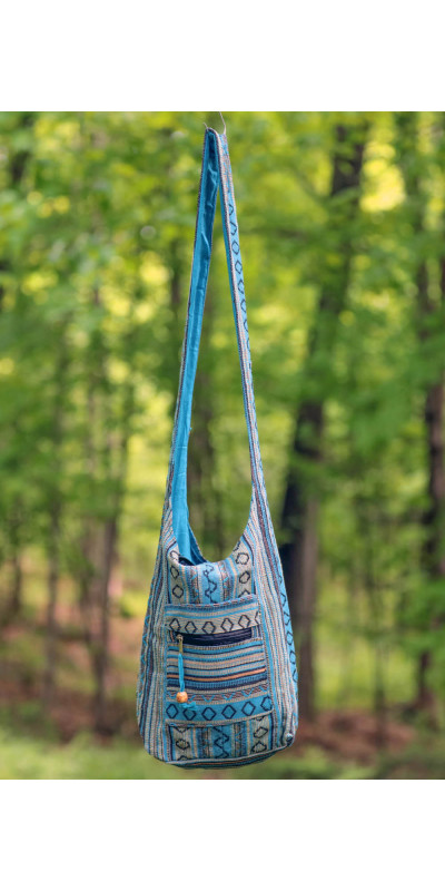 Woven Zip Top Hobo Shoulder Bag Turquoise