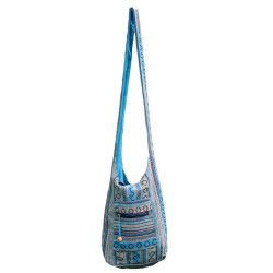 Woven Zip Top Hobo Shoulder Bag Turquoise