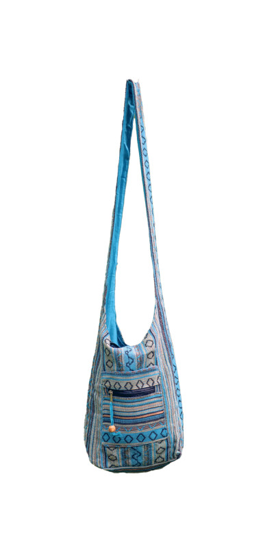 Woven Zip Top Hobo Shoulder Bag Turquoise