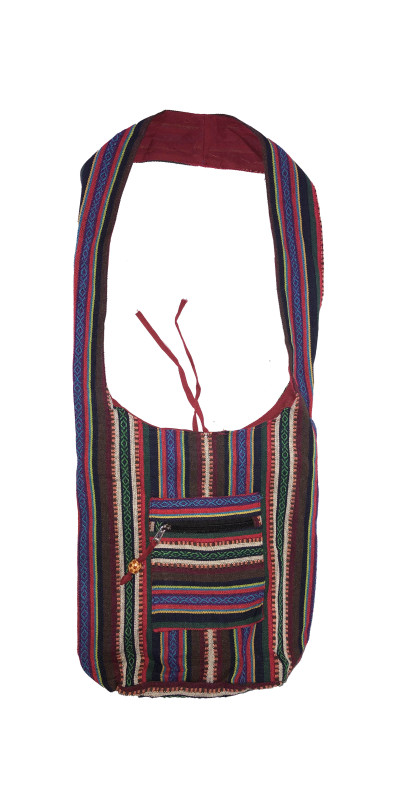 Woven Zip Top Hobo Shoulder Bag Multi Stripe