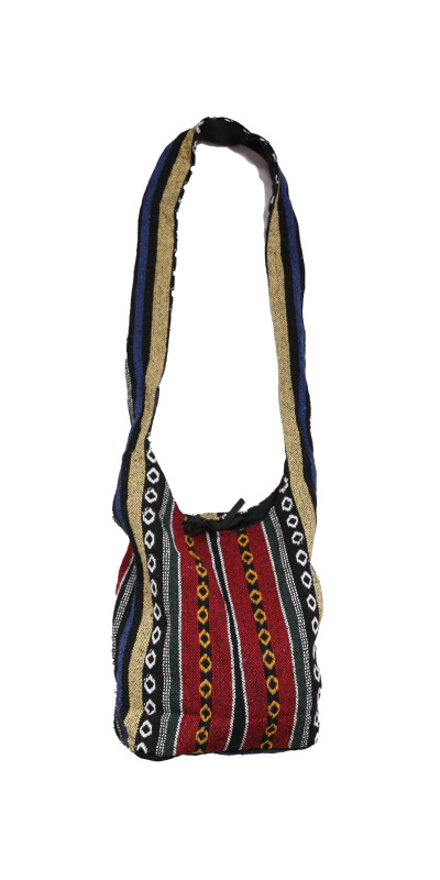 Woven Zip Top Hobo Shoulder Bag Red/Blue