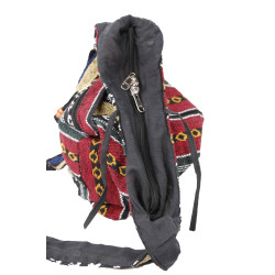 Woven Zip Top Hobo Shoulder Bag Red/Blue