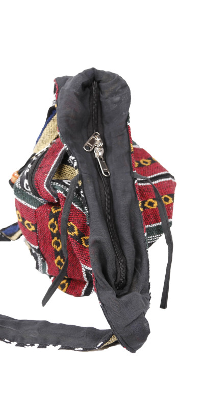 Woven Zip Top Hobo Shoulder Bag Red/Blue