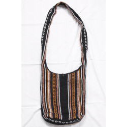 Woven Zip Top Hobo Shoulder Bag Black/Brown
