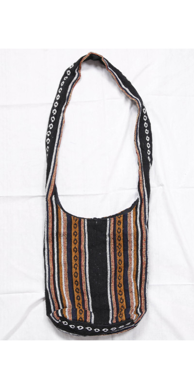 Woven Zip Top Hobo Shoulder Bag Black/Brown
