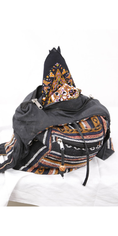 Woven Zip Top Hobo Shoulder Bag Black/Brown