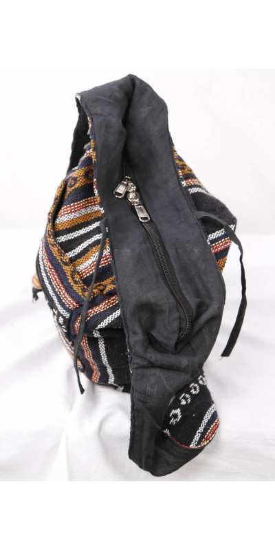Woven Zip Top Hobo Shoulder Bag Black/Brown