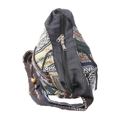 Woven Zip Top Hobo Shoulder Bag Earth Stripe
