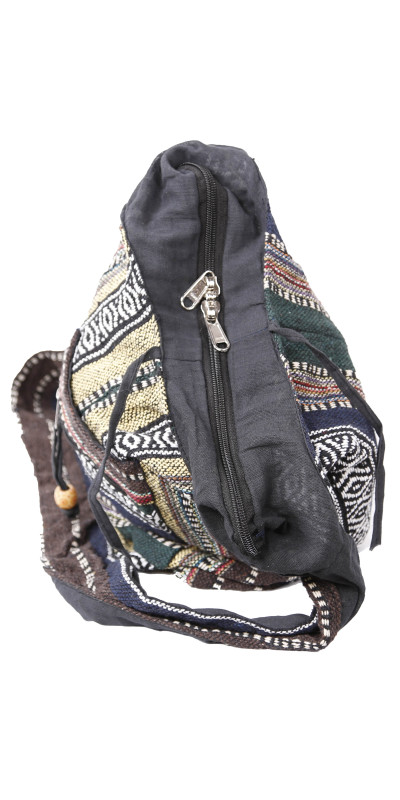 Woven Zip Top Hobo Shoulder Bag Earth Stripe