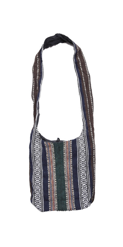 Woven Zip Top Hobo Shoulder Bag Earth Stripe