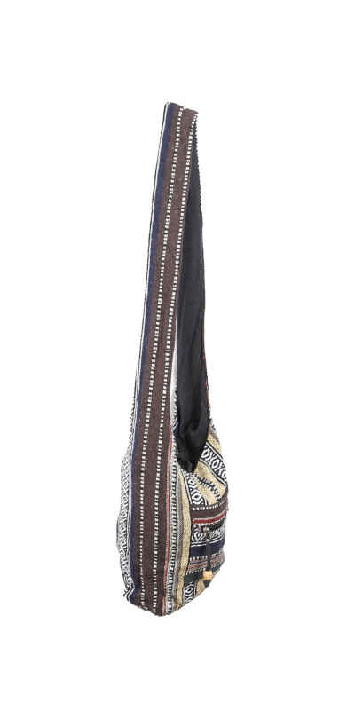 Woven Zip Top Hobo Shoulder Bag Earth Stripe