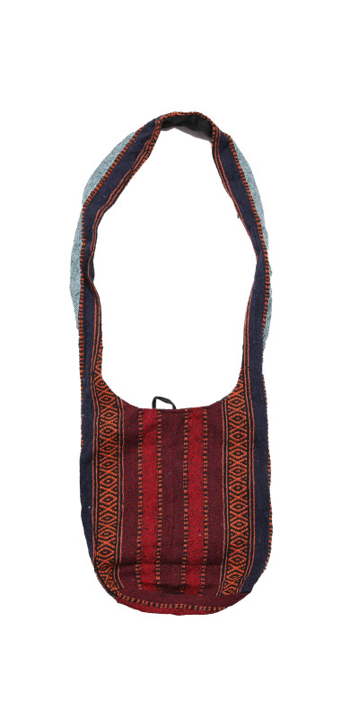 Woven Zip Top Hobo Shoulder Bag Brick Stripe