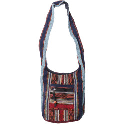 Woven Zip Top Hobo Shoulder Bag Brick Stripe 