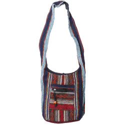 Woven Zip Top Hobo Shoulder Bag Brick Stripe