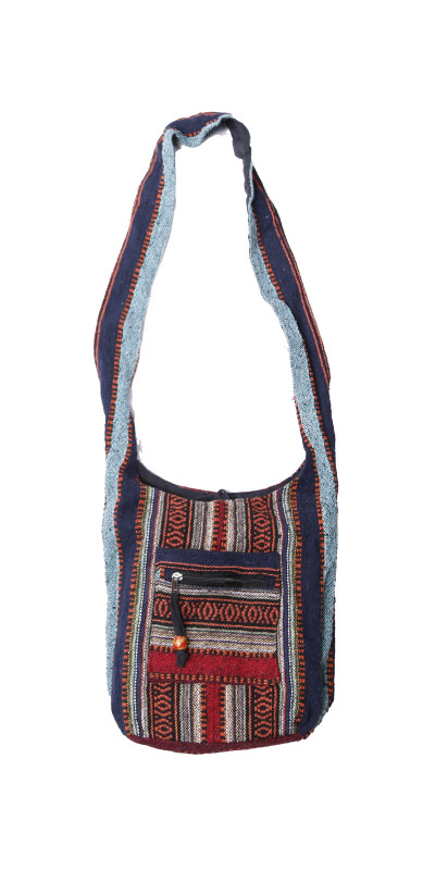 Woven Zip Top Hobo Shoulder Bag Brick Stripe
