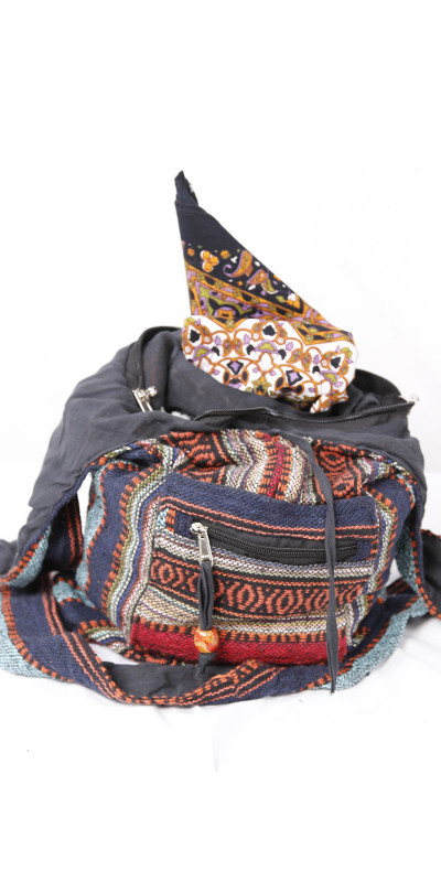 Woven Zip Top Hobo Shoulder Bag Brick Stripe