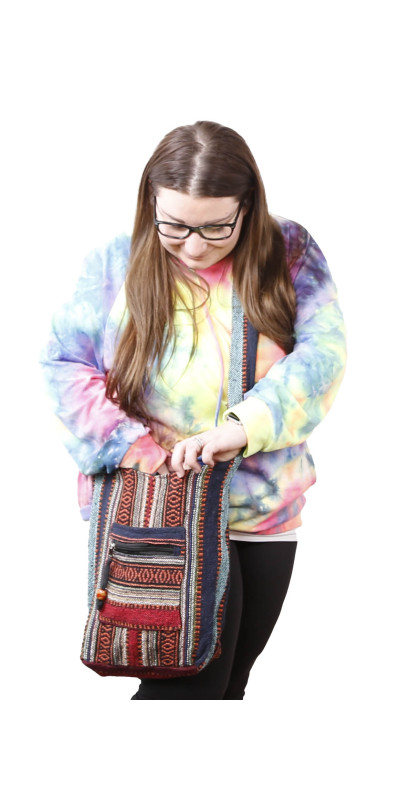 Woven Zip Top Hobo Shoulder Bag Brick Stripe