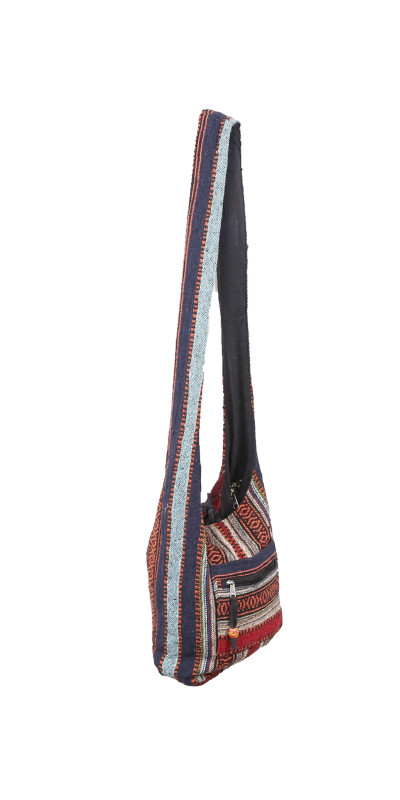 Woven Zip Top Hobo Shoulder Bag Brick Stripe