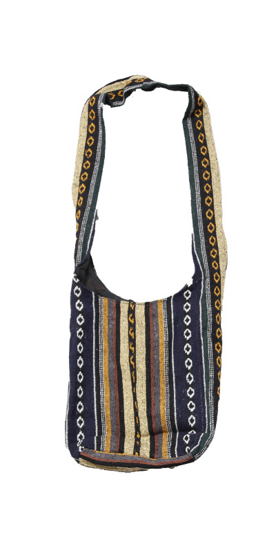 Woven Zip Top Hobo Shoulder Bag Blue/Grey