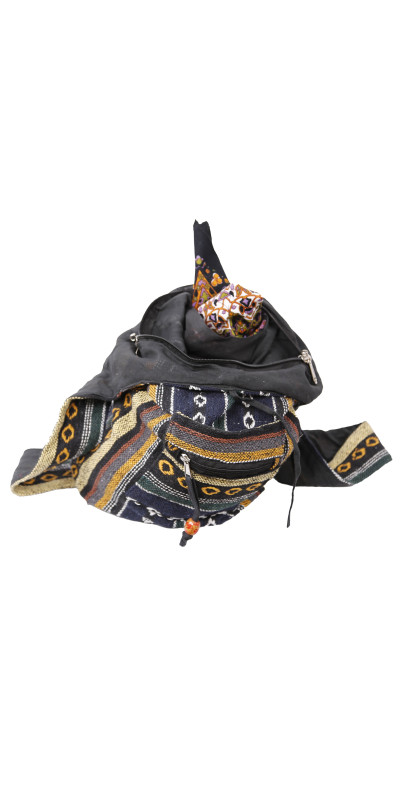 Woven Zip Top Hobo Shoulder Bag Blue/Grey