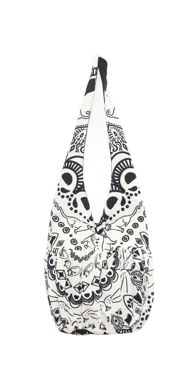 Black & White Cat Zip Top Hobo Shoulder Bag