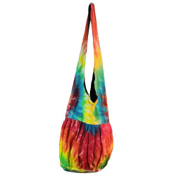 Rainbow Tie Dye Zip Top Hobo Shoulder Bag