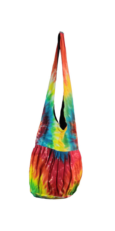Rainbow Tie Dye Zip Top Hobo Shoulder Bag