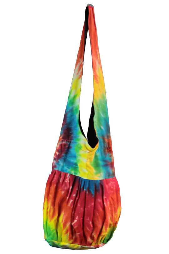 Rainbow Tie Dye Zip Top Hobo Shoulder Bag