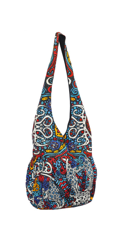 Glow In The Dark Sunburst Zip Top Hobo Shoulder Bag