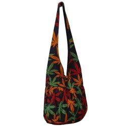 Rasta Leaf Spiral Zip Top Hobo Shoulder Bag