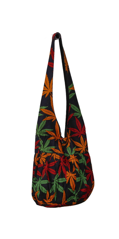 Rasta Leaf Spiral Zip Top Hobo Shoulder Bag