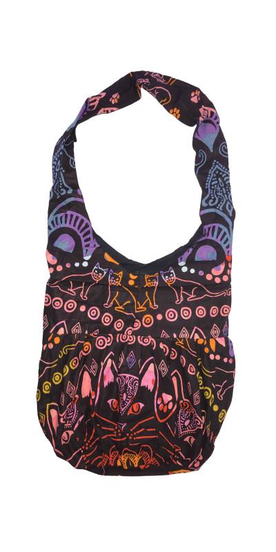 Colorful Cat Zip Top Hobo Shoulder Bag