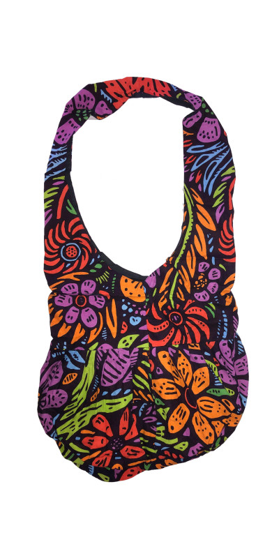 Lush Flower Zip Top Hobo Shoulder Bag