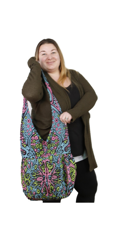 Psychedelic Zip Top Hobo Shoulder Bag