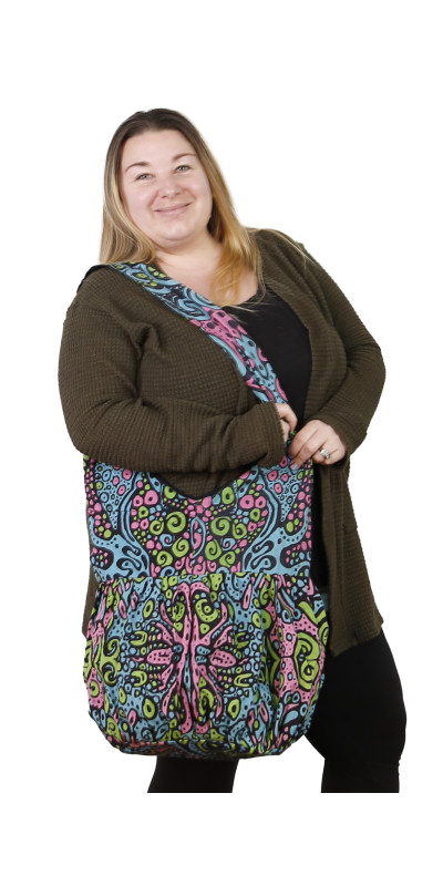 Psychedelic Zip Top Hobo Shoulder Bag