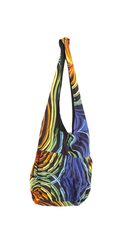 Rainbow Ripple Zip Top Hobo Shoulder Bag
