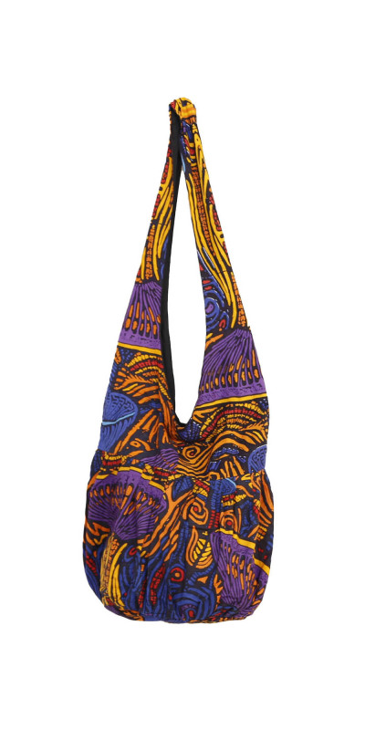 Mushroom Mandala Zip Top Hobo Shoulder Bag