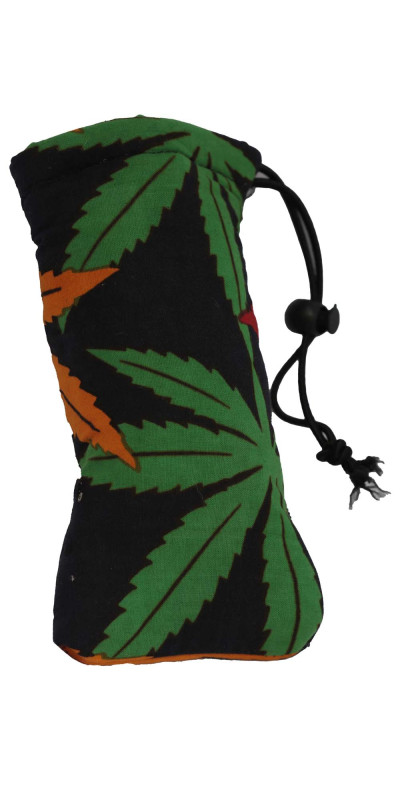 Padded Pouch  Bag - Rasta Leaf