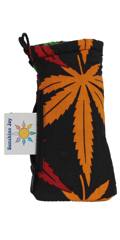 Padded Pouch  Bag - Rasta Leaf