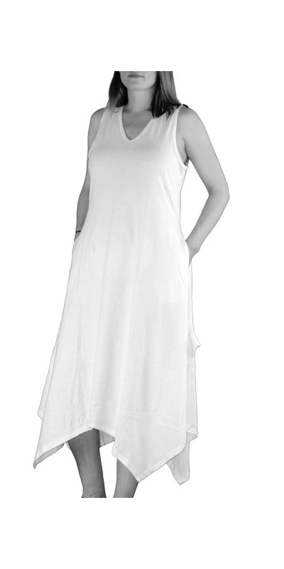 Blank White Tank Dress for Tie-Dyeing Stretchy Cotton/Lycra Blend