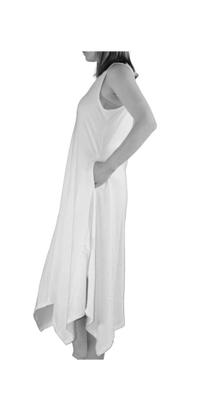 Blank White Tank Dress for Tie-Dyeing Stretchy Cotton/Lycra Blend