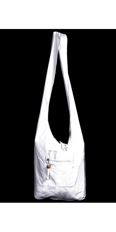 Blank White Zip Top Hobo Shoulder Bag for Tie-Dyeing