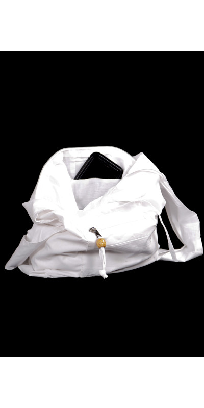 Blank White Zip Top Hobo Shoulder Bag for Tie-Dyeing