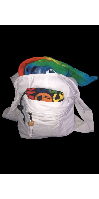 Blank White Zip Top Hobo Shoulder Bag for Tie-Dyeing