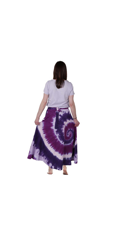 Tie Dyed Wrap Skirt Purple/Pink Spiral