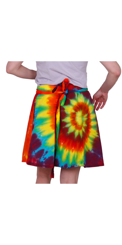 Tie Dyed Short Wrap Skirt Rainbow Spiral
