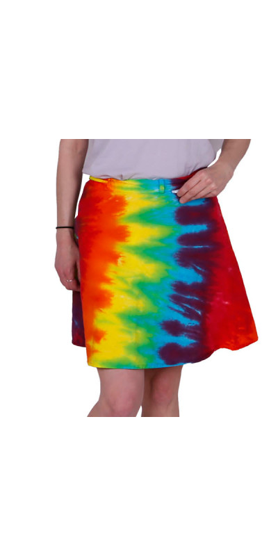 Tie Dyed Short Wrap Skirt Rainbow Spiral