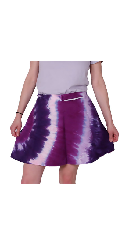 Tie Dyed Short Wrap Skirt Purple/Pink Spiral
